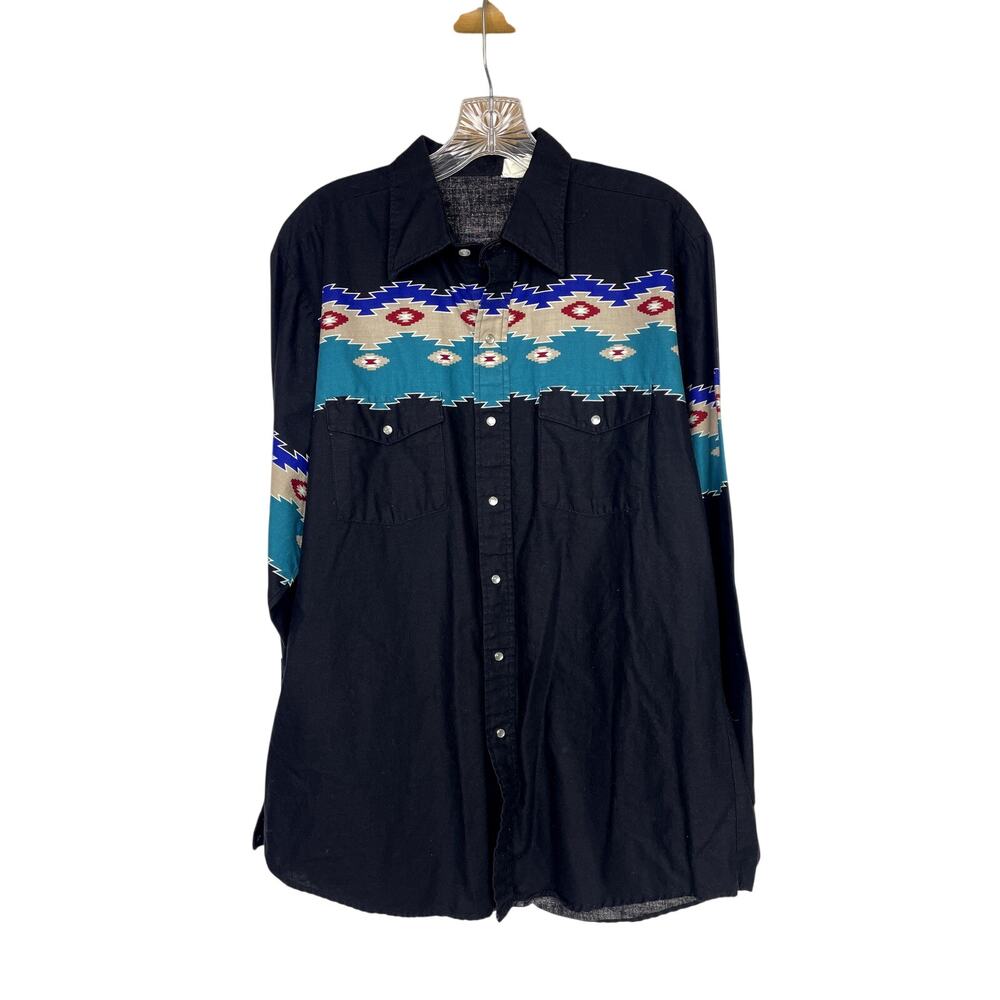Vintage men's western pearl snap shirt L